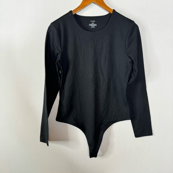 Nuuds Black Crewneck Long Sleeve Bodysuit Size Large - Picture 3 of 5